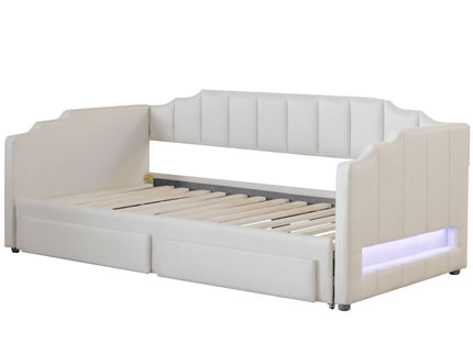 Extendable Daybed With LED Light And 2 Storage Drawers