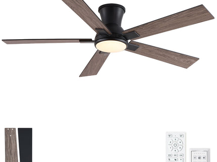 Low Profile Flush Mount Intergrated LED Ceiling Fan With Light And Reversible Quiet Motor