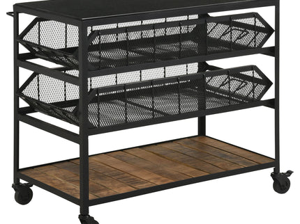 Ingalls - Accent Storage Cart With Casters, Shelves - Black