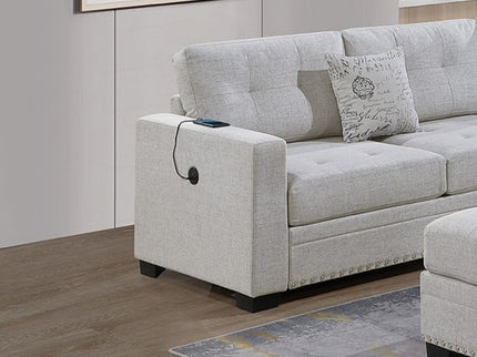 Casual Simple Tufted Sectional 4 Piece Set With USB Loveseat