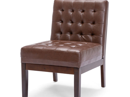 Contemporary Accent Chair With Tufted Waffle Stitch - Dark Brown