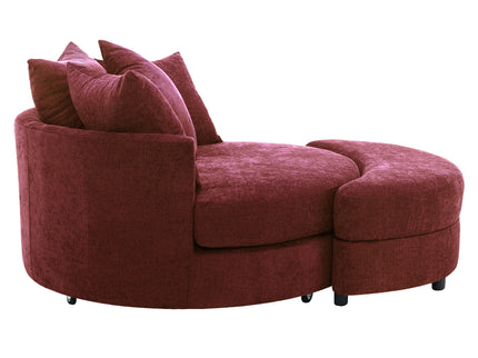 360° Swivel Accent Barrel Chair With Storage Ottoman & 4 Pillows, Modern Leisure Chair Round Accent For Living Room