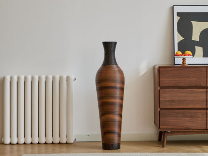 Tall Standing Designer Floor Vases With Elegant 2 Tone Finishes Ideal For Decorating Living Rooms, Bedrooms, Entryways Perfect For Decorating Your Home - Black / Gray