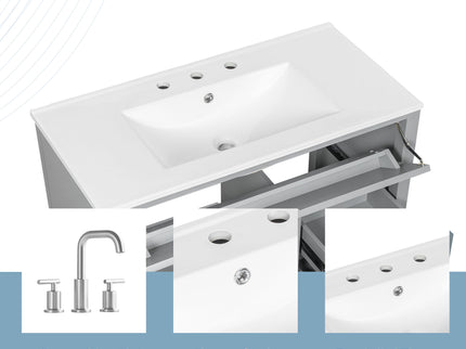 Bathroom Vanity With Sink, Cabinet With 3 Drawers And Adjustable Shelf