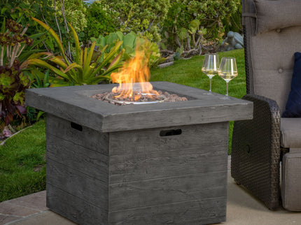 Anchorage - Wood Square Fire Pit 40, 000 Btu - Gray