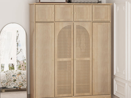8 Door Armoire Wardrobe With Adjustable Shelves And Hanging Rod