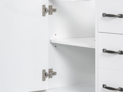 Modern Bathroom Vanity Base Only, 6 Drawer Storage With Adjustable Shelf