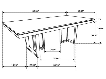Glenmoor - Rectangular Dining Table With Geometric Double Pedestal Base - Dark Gray