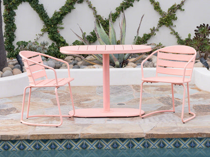 3 Piece Elegant Outdoor Bistro Set With 2 Chairs And Oval Table