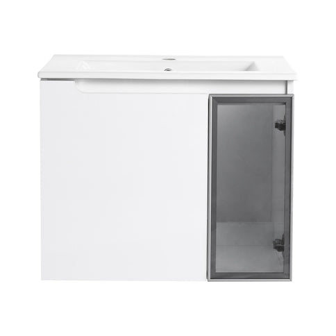 Wall Mounted Bathroom Vanity With Sink, 2 Soft Close Doors, Cabinet & Half Door