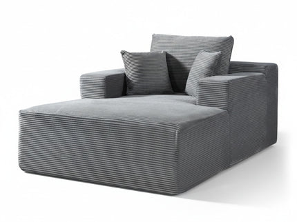 Convertible Chaise Lounge Chair With Wide Armrest & Throw Pillows