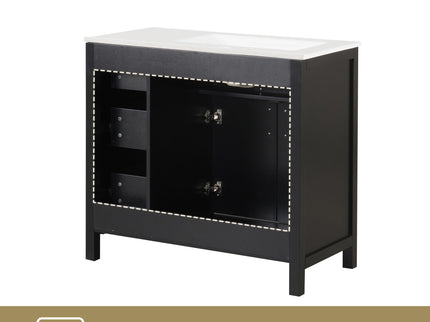 Modern Bathroom Vanity With Sink Top, 2 Doors And 3 Drawers
