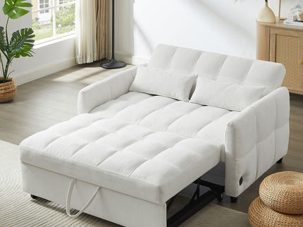 Loveseat Sofa Pull-Out Bed With Adjustable Backrest, 3 USB Ports And 2 Lumbar Pillows For Living Room