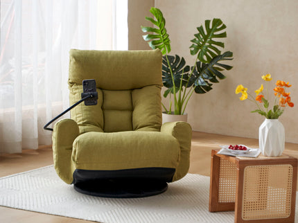 Adjustable Swivel Lounge Chair With 360 Degree Rotating Seat And Headrest Support