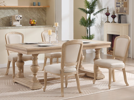 Dining Chairs Upholstered With Fan Shaped Back (Set of 2) - Beige