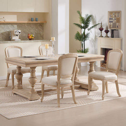 Dining Chairs Upholstered With Fan Shaped Back (Set of 2) - Beige