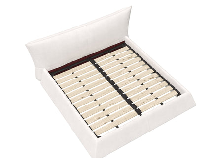 King Size Platform Bed With Special-Shaped Headboard - Cream