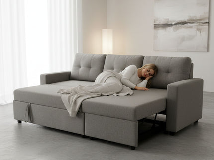Convertible L Shaped Sectional Sleeper Sofa Bed, Saving Pull Out Couch