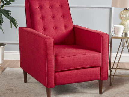 Mid-Century Modern Recliner With Button Tufted Waffle Stitch