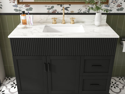 Bathroom Vanity Set, Soft Close Doors & Drawers, 3 Faucet Holes, Sink Included - Black