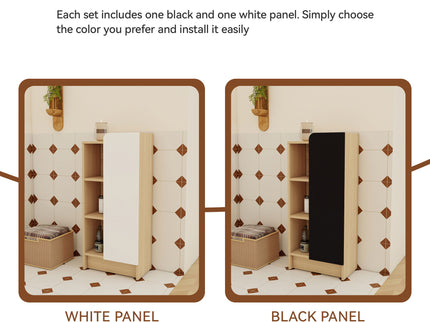 24" Bathroom Vanity With Sink & Side Cabinet, Vanity Set With Thin Edge Sink & Interchangeable Door Panels, Bathroom Storage - Black / Light Oak / White