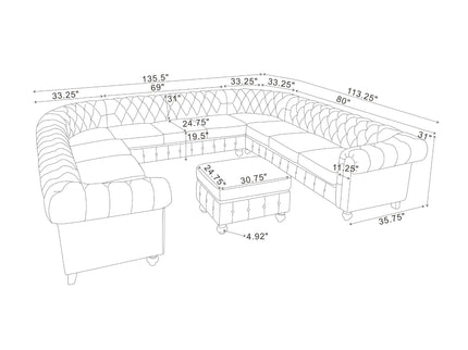 Chesterfield Vintage Style U - Shape Sectional