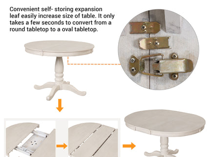 Modern Dining Table Set For 4, Round Table And 4 Kitchen Room Chairs, 5 Piece Kitchen Table Set For Dining Room, Dinette, Breakfast Nook