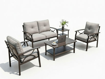 Patio Furniture Set With Coffee Table And Cushions For Backyard