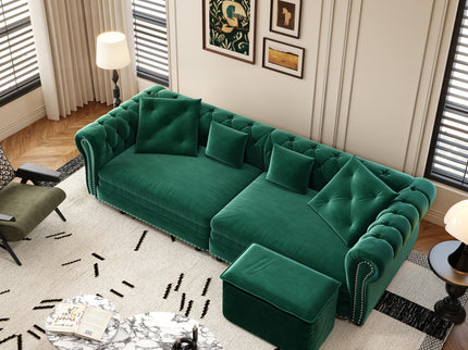 3 In 1 Convertible Sleeper Sofa Bed With Movable Ottoman