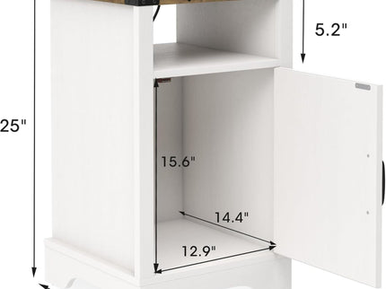 Farmhouse Nightstand With Charging Station & Storage