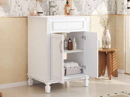 Bathroom Vanity With Top Sink, Cabinet With 2 Soft Closing Doors