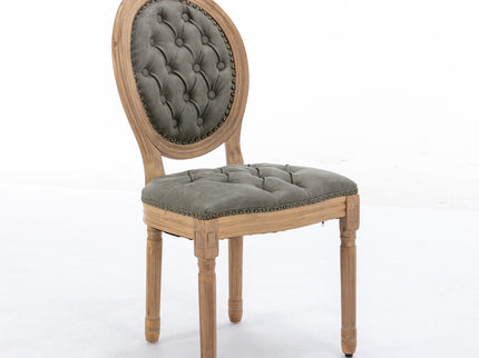 French Style Solid Wood Frame Antique Painting, Hand-Pulled Buckle Decoration Artificial Dining Chair With Nailhead Trim, Wood Legs