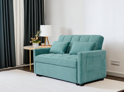 3 In 1 Convertible Sleeper Sofa Bed, Modern Fabric Loveseat Futon Sofa Couch With Pullout Bed, Small Love Seat Lounge Sofa With Reclining Backrest, Furniture For Living Room