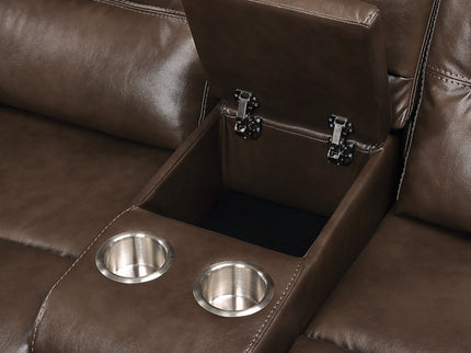 Aashi - Leather Gel Match Recliner Loveseat - Brown