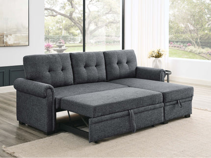 Upholstered Sleeper Sofa With Reversible Storage Chaise - Dark Gray