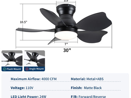 Low Profile Flush Mount Ceiling Fan With Light