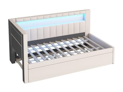 Upholstered Platform Bed With USB Ports And LED Belt