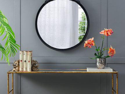 Round Hand Carved Rose Antique Mirror Frame, Wall Mirror For Live Space