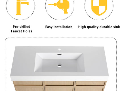 Freestanding Bathroom Vanity With Resin Sink & Soft Close Cabinet Doors
