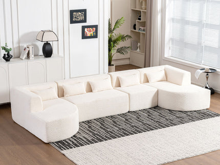 Upholstered Sofa Free Combined Sofa Couch With 2 Chaise Lounge And Five Back Pillows For Living Room