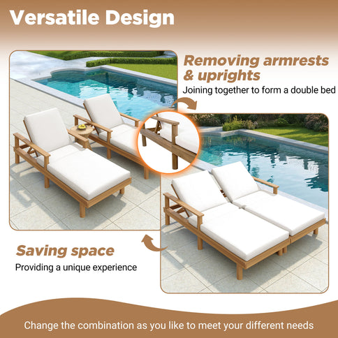 5 Position Adjustable Outdoor Chaise Lounge