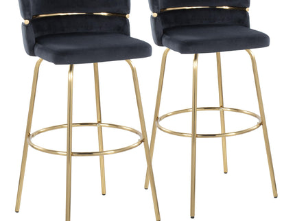 Cinch - Glam / Art Deco Fixed Height Barstool With Swivel With Round Footrest (Set of 2)