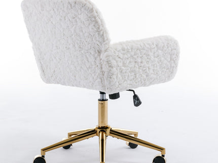 Office Chair, Artificial Rabbit Hair Home Office Chair With Metal Base, Adjustable Desk Chair Swivel Office Chair, Vanity Chair