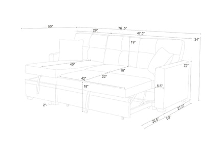 Upholstered Sectional With Pull Out Bed And Chaise Storage