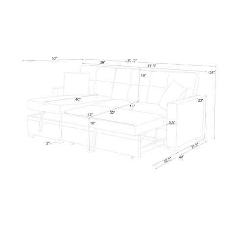 Upholstered Sectional With Pull Out Bed And Chaise Storage
