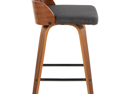 Maya - Mid Century Modern Fixed Height Counter StoolSwivel And Square Footrest (Set of 2)