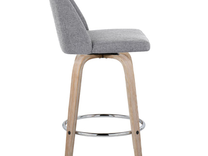 Toriano - Modern Design Fixed Height Counter Stool With Swivel With Round Footrest (Set of 2)