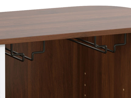 Fluted Wine Bar Cabinet With 8 Grid Wine Rack, 5 Level Adjustable Shelves, 2 Glass Holders