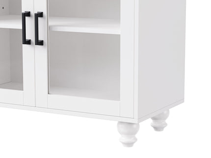 Farmhouse TV Stand With Solid Wood Gourd Shaped Legs For TVs Up To 70"