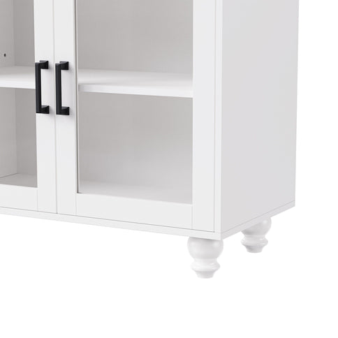 Farmhouse TV Stand With Solid Wood Gourd Shaped Legs For TVs Up To 70"